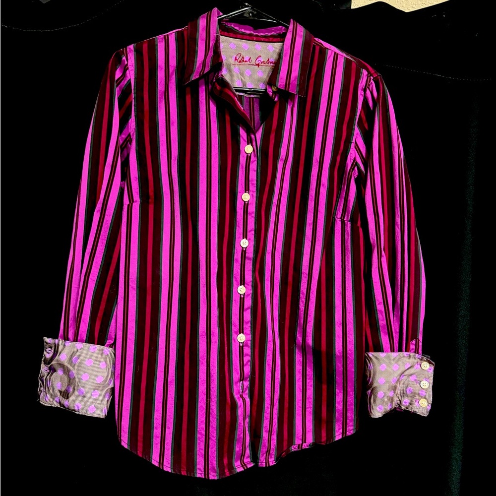 Robert Graham black and purple French cuff top